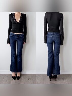 Vintage club Monaco dark wash low rise flared jeans